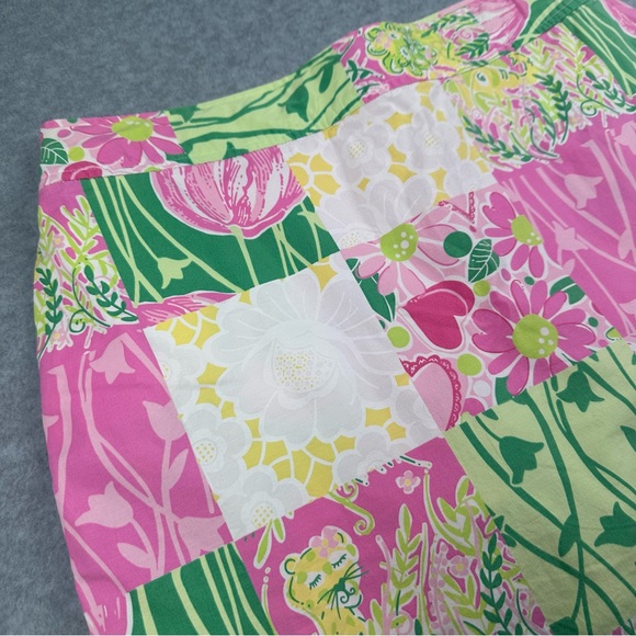 Vintage Lilly Pulitzer Skort Womens SZ 6 Scallop Hem Pink Green Patchwork Floral - Picture 3 of 16